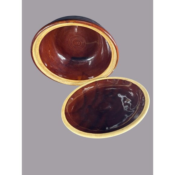 Vtg Marcrest Daisy Dot Brown Stoneware Covered Casserole Dish 8.5" USA - Picture 4 of 6